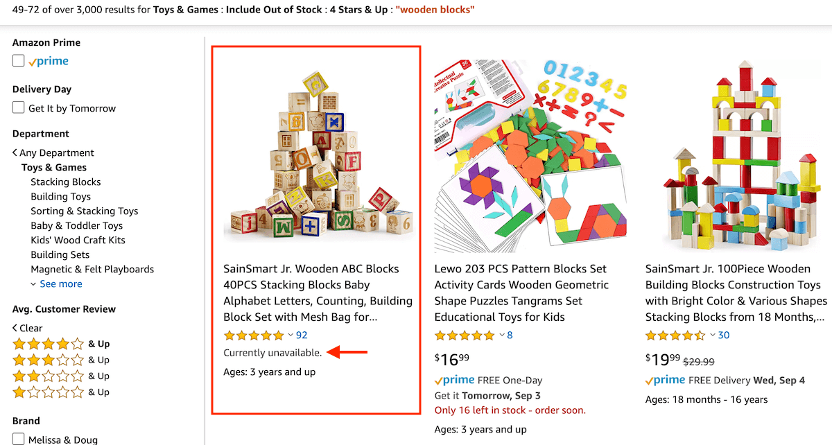 Amazon out of stock product