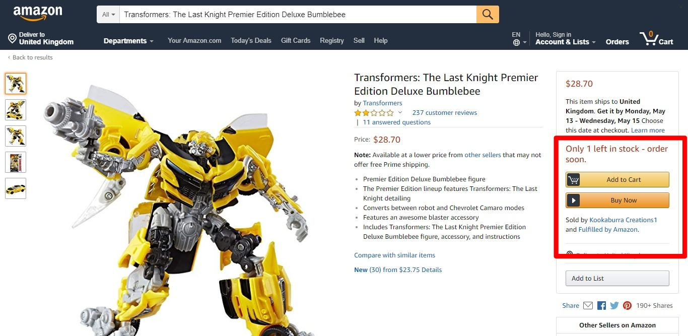 Amazon product buy box
