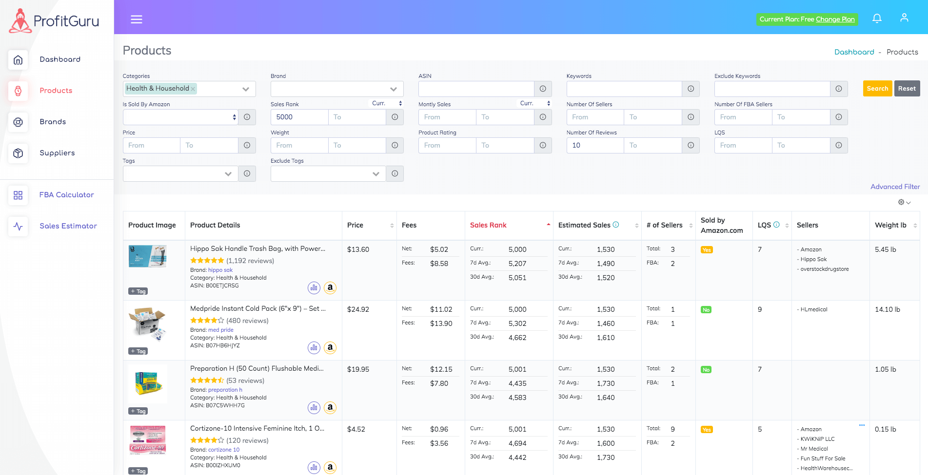 Check if products meet your criteria