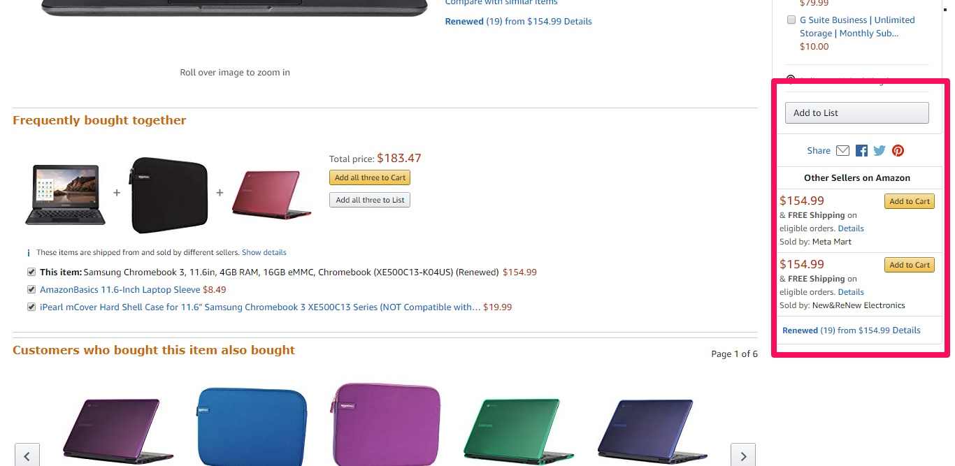 Amazon product other sellers