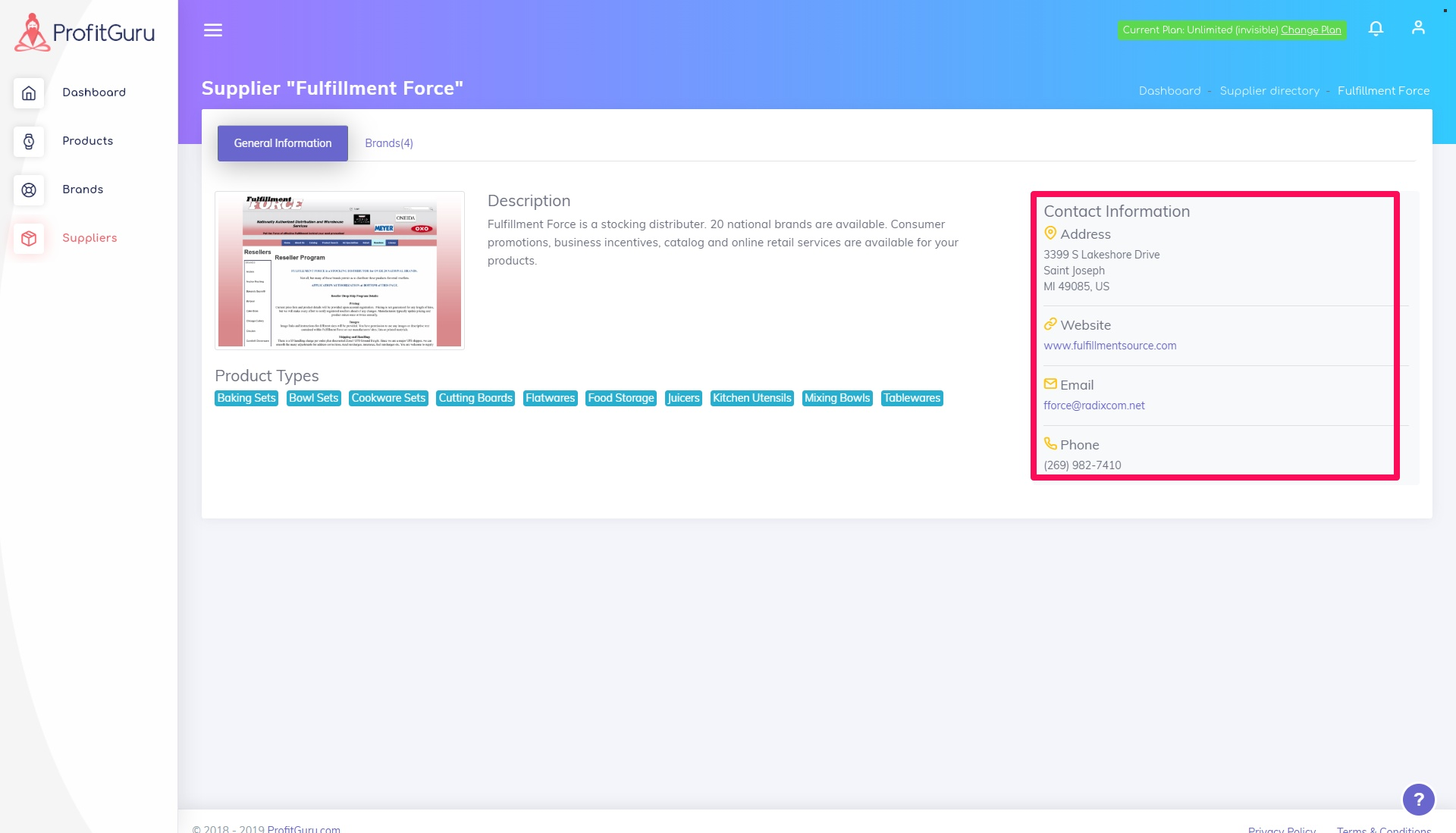 Profitguru supplier details