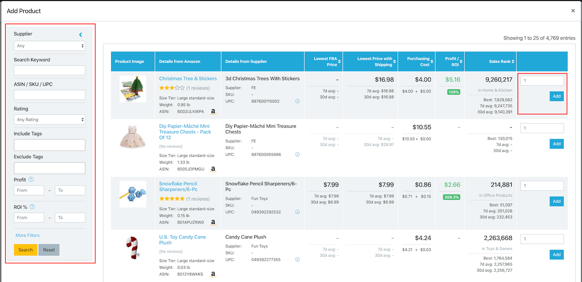 Choose products to add to a bundle